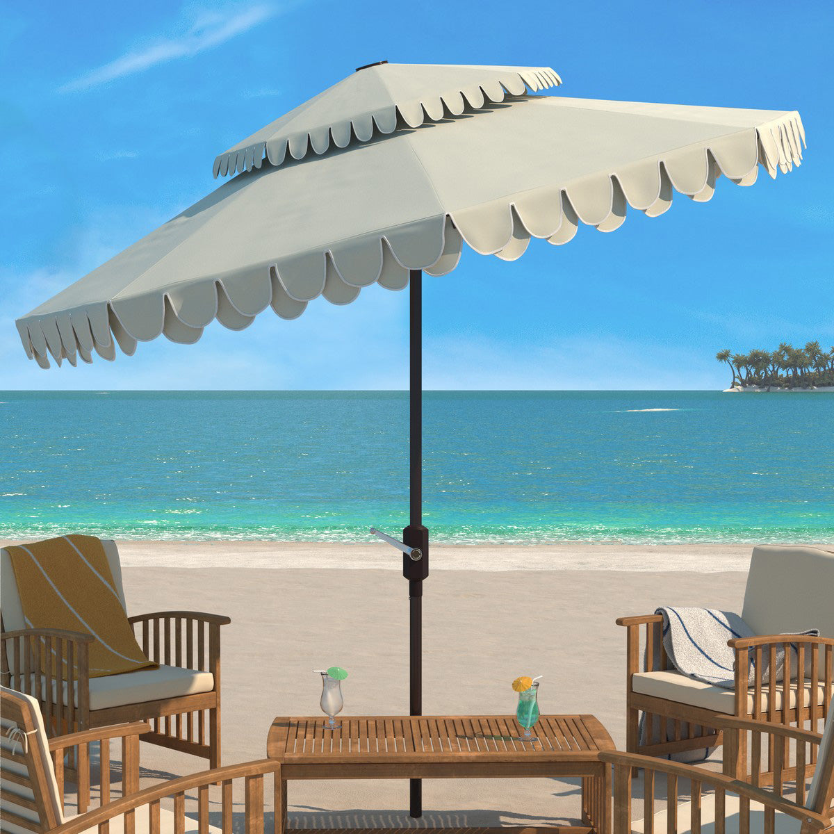 Harlow 9-ft Double Top Round Patio Umbrella