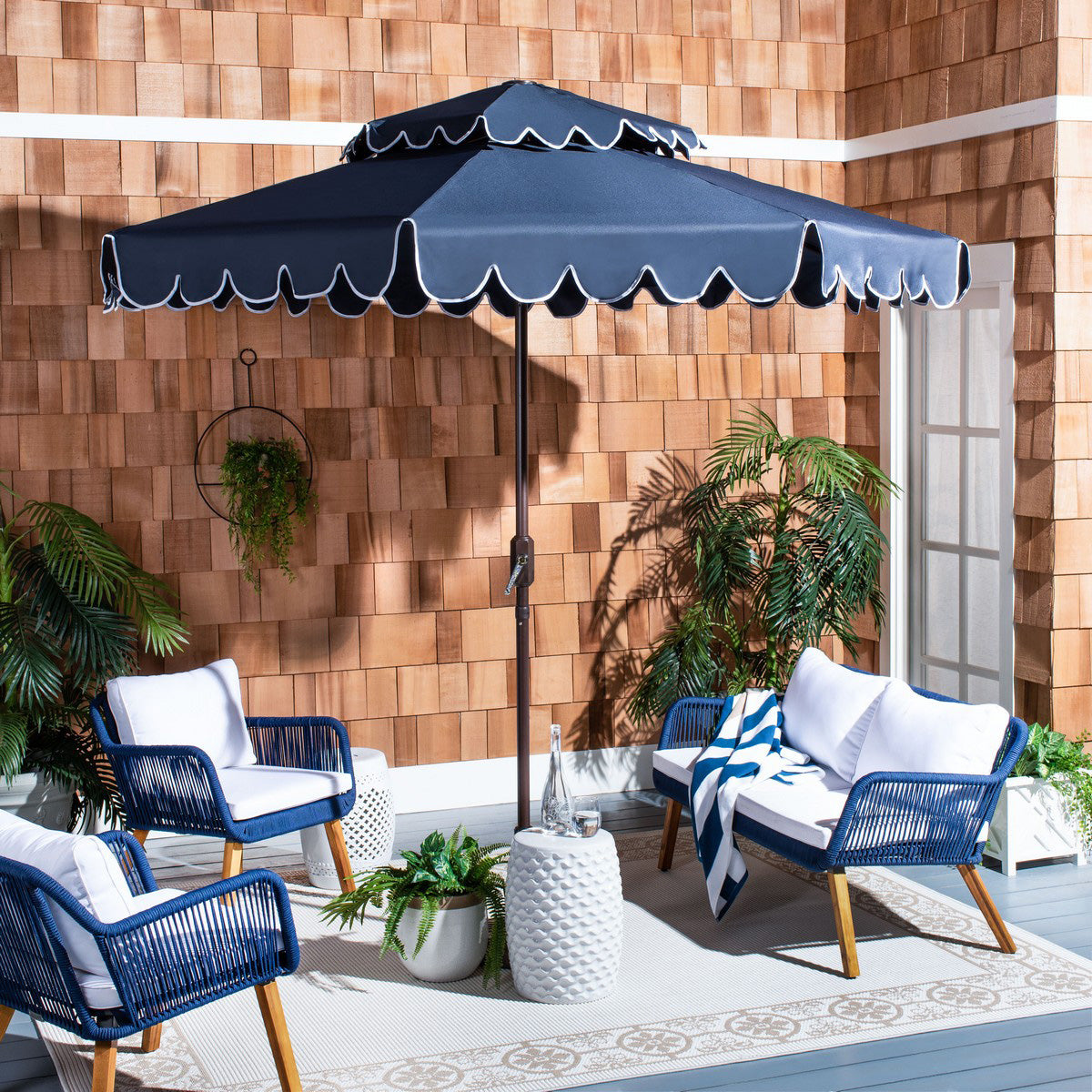 Greta 9-ft Double Top Round Patio Umbrella