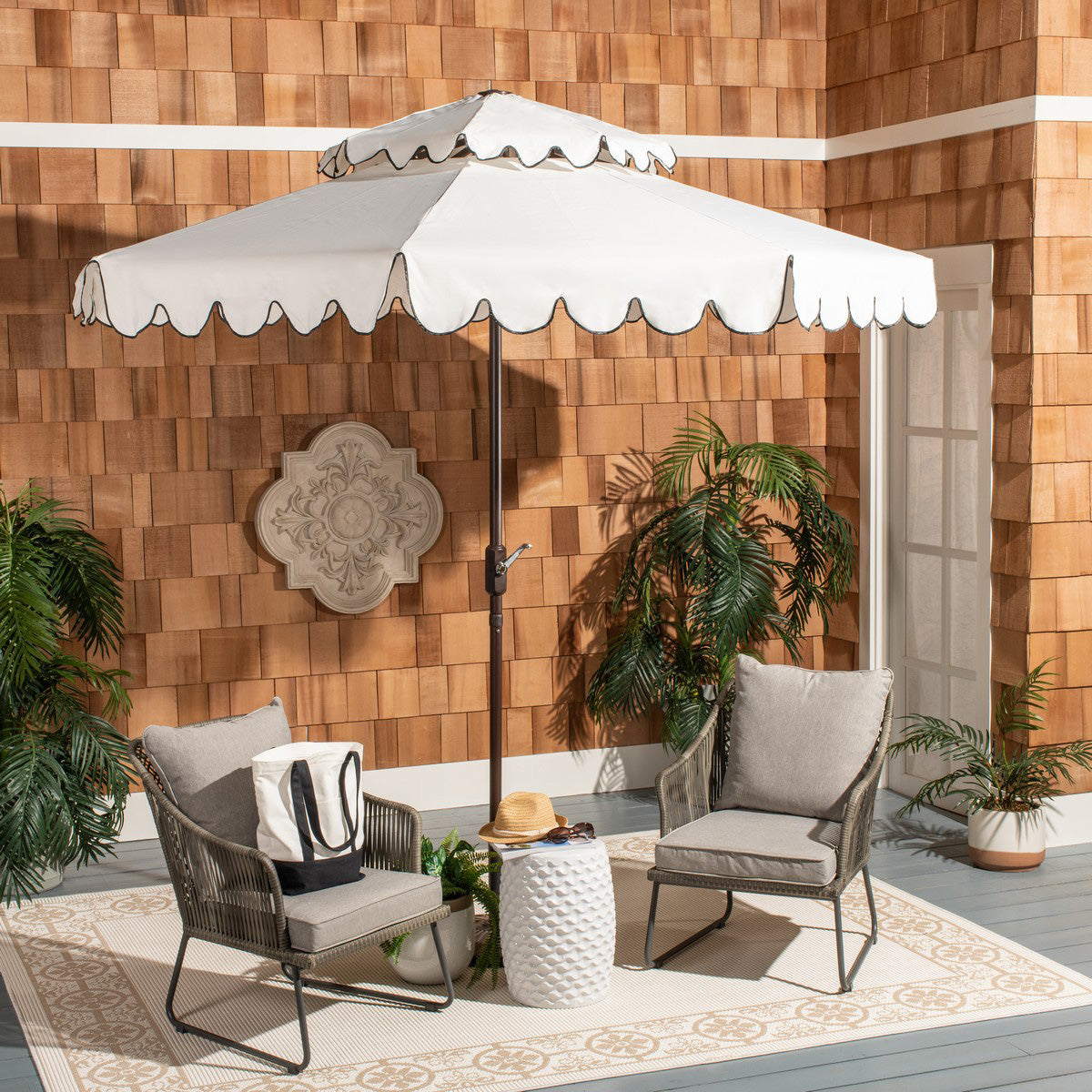 Greta 9-ft Double Top Round Patio Umbrella