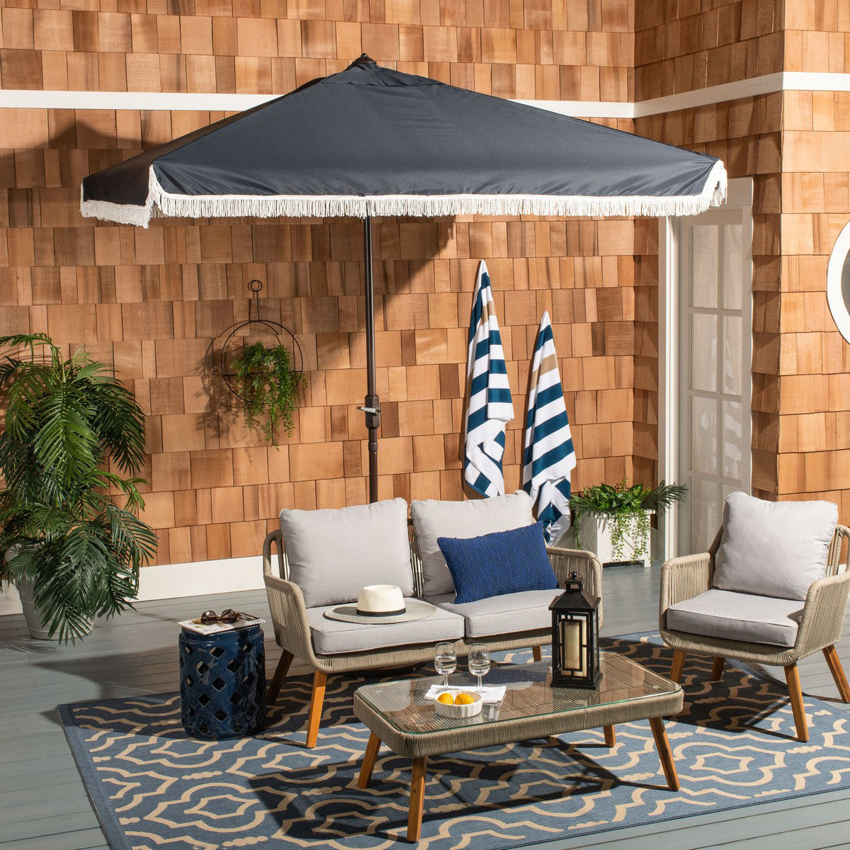 Phoebe Fringe Square Patio Umbrella