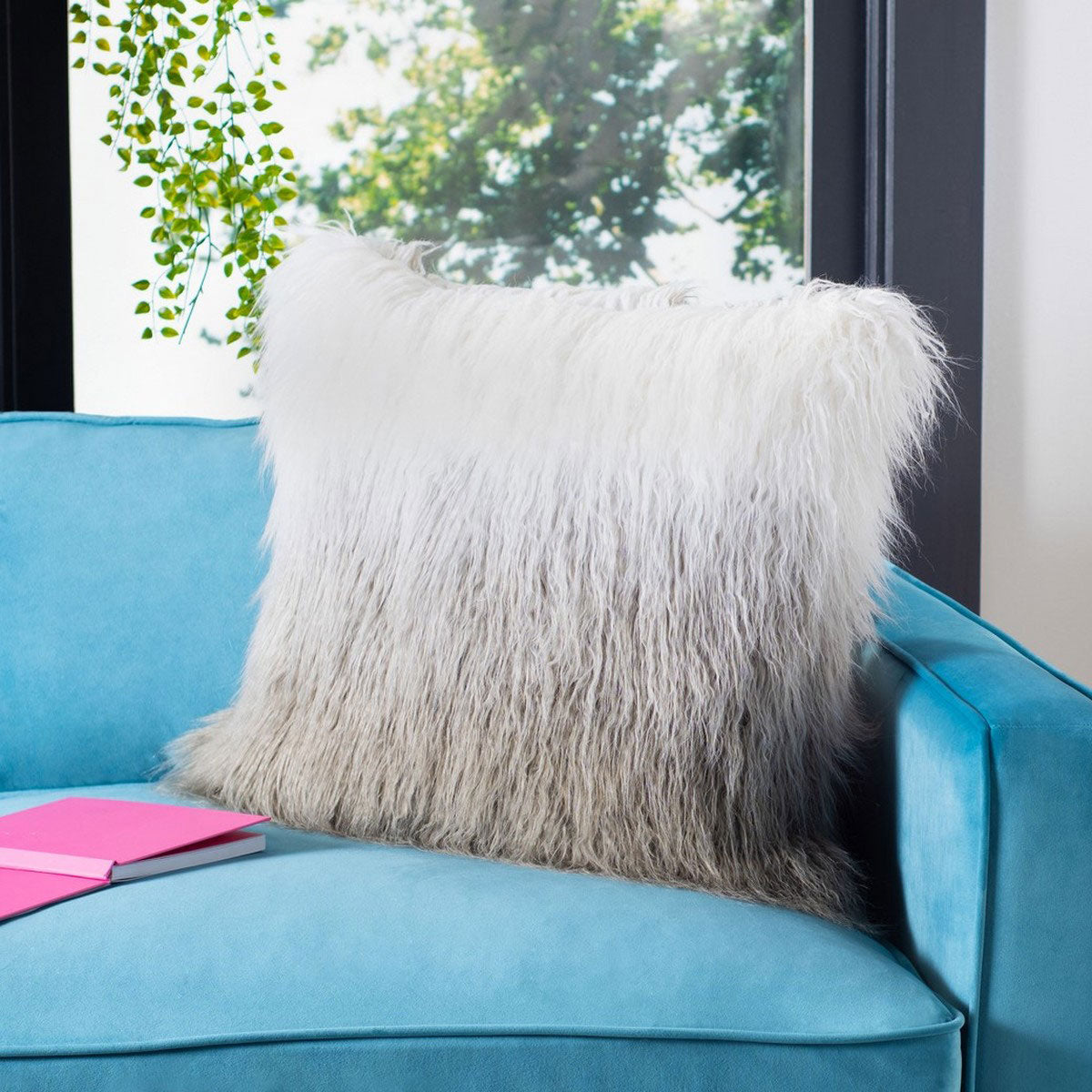 Faux Flokati Throw Pillow