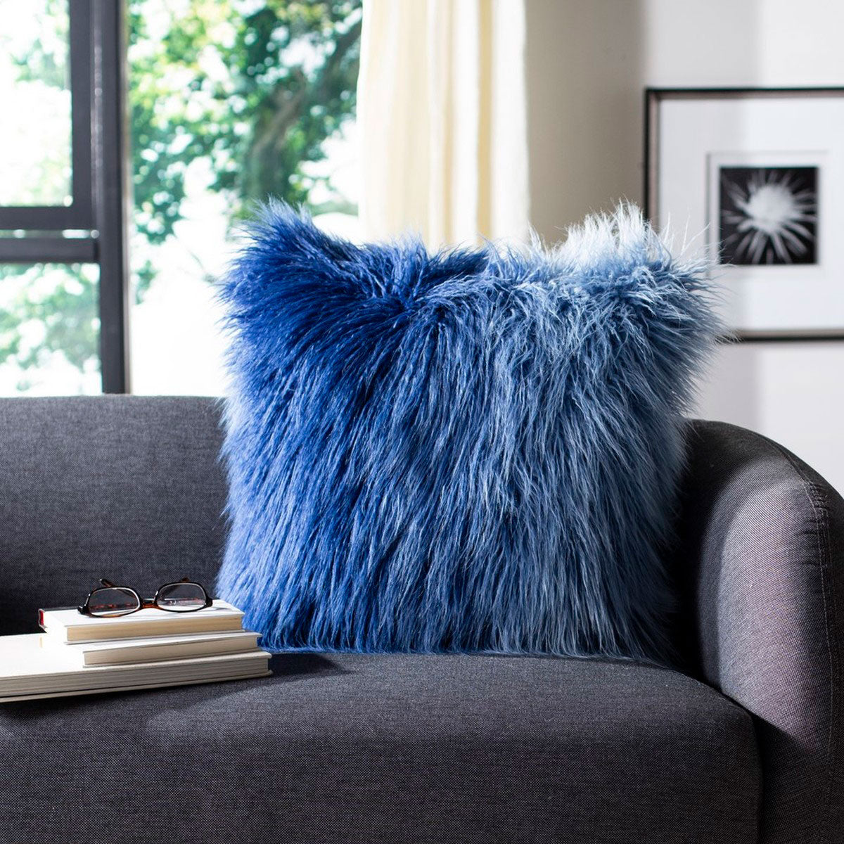 Faux Flokati Throw Pillow