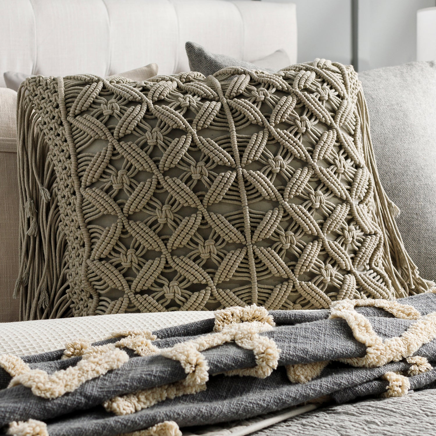 Boyd Macrame Throw Pillow