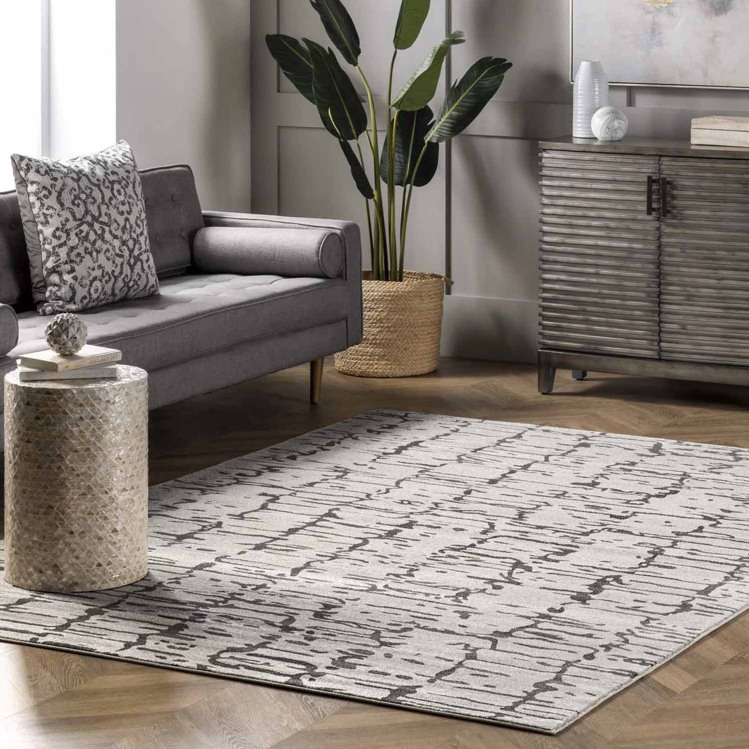 Gabe Machine Made Rug – Paynes Gray