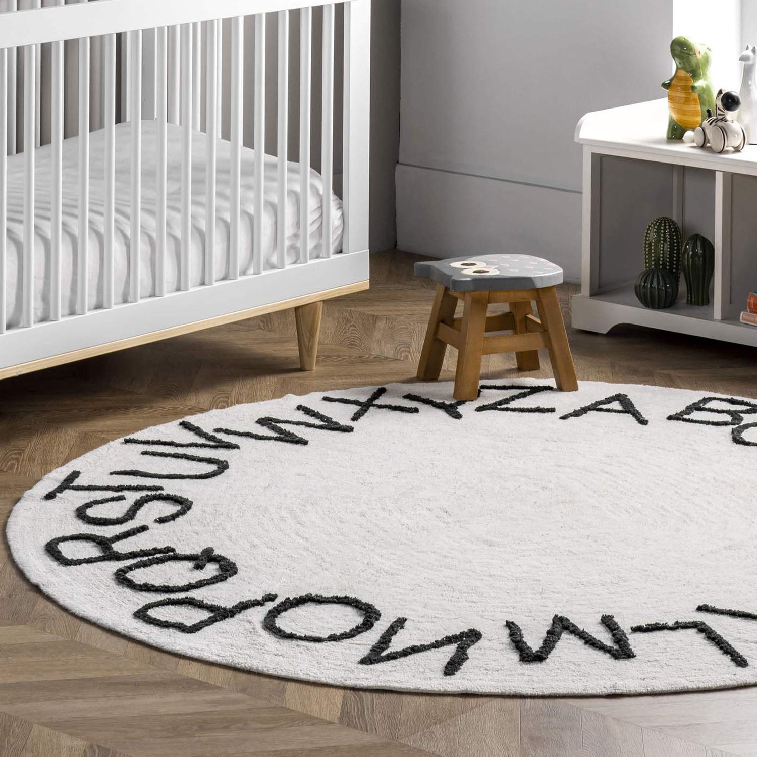ABC Washable Round Rug - Paynes Gray