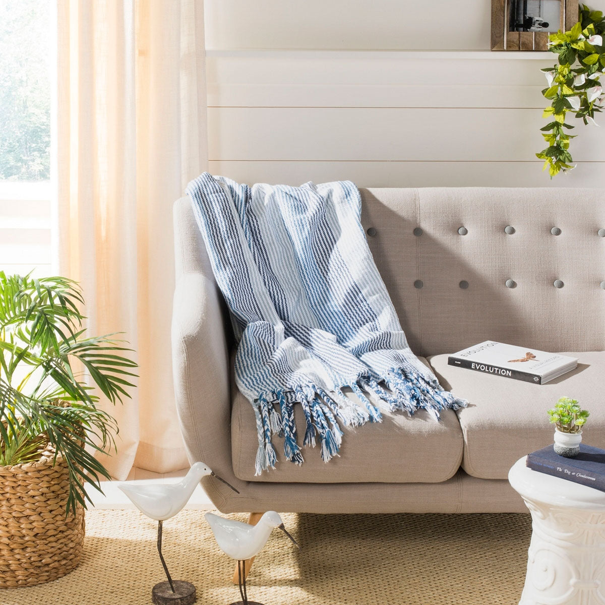 Aalyia Fringe Throw Blanket - Paynes Gray